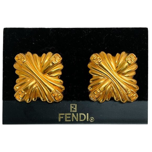 Fendi Vintage Gold Plated Maltese Cross Earrings - Picture 4 of 4